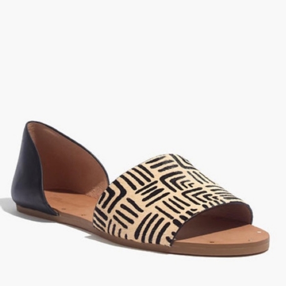 Madewell Shoes - Madewell Thea Geometric Printed Calf Hair Leather Open Toe Flats